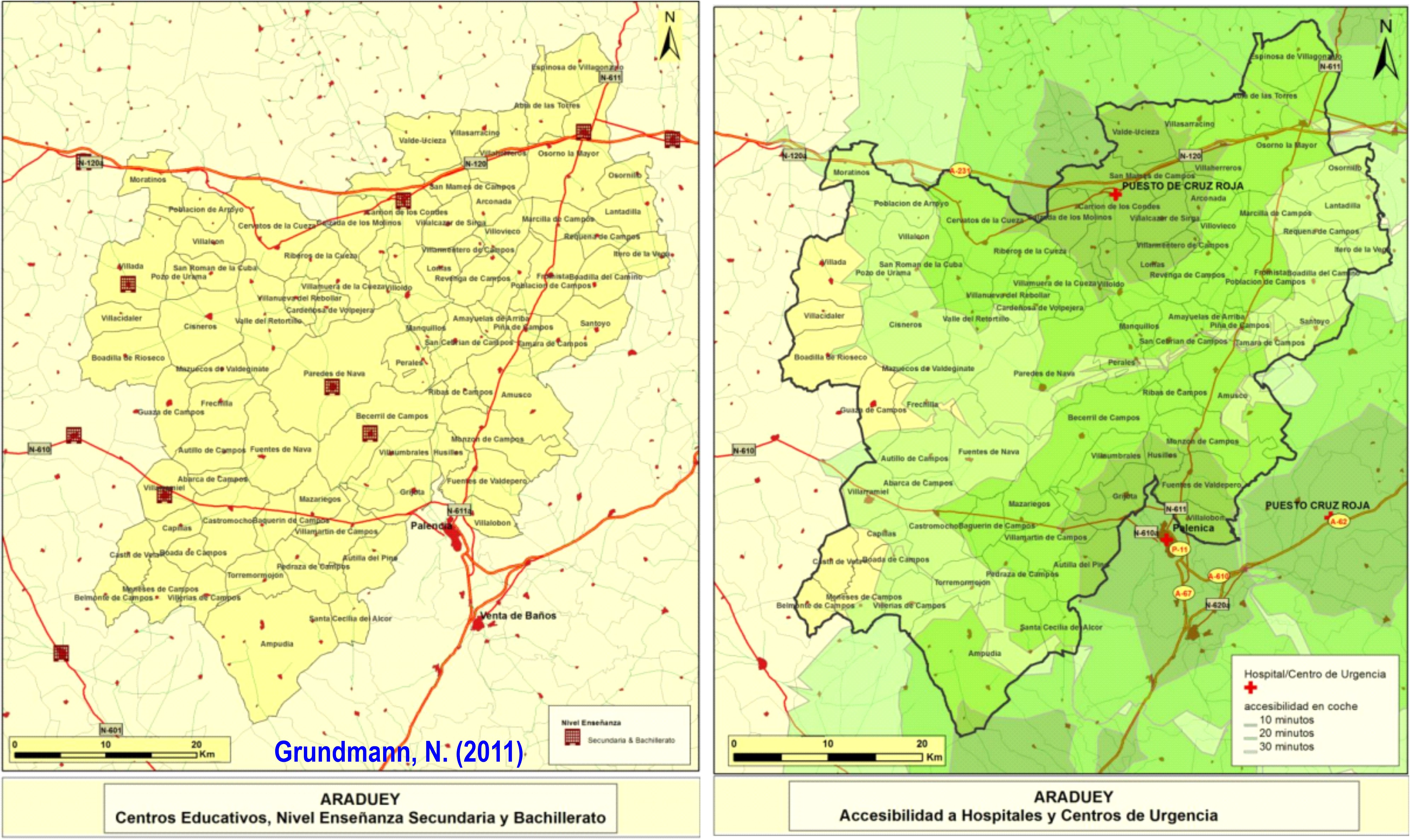 Estudio de calidad de vida aplicando los Sistemas de Información Geográfica en Araduey (Palencia). Fuente: Grundmann, N. (2011). Trabajo Fin de Máster. https://eprints.ucm.es/14010/